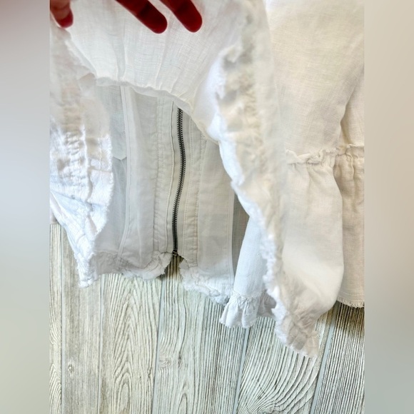 INC 100% LINEN Boho Light Zip Up Jacket Size Small White Womens Spring Summer - Picture 8 of 11